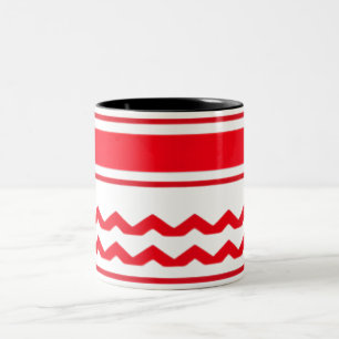 Taza Bicolor Bandas rojas horizontales negrita con patrón zigza