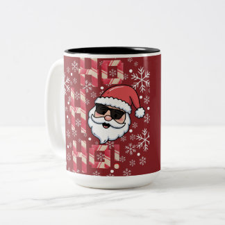 Taza Bicolor Bandeja de servir Santa Retro Cool Navidad