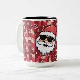 Taza Bicolor Bandeja de servir Santa Retro Cool Navidad
