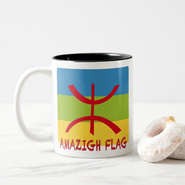Taza Bicolor Bandera amazigh - bandera bereber-Drapeau Amazigh (Con donut)