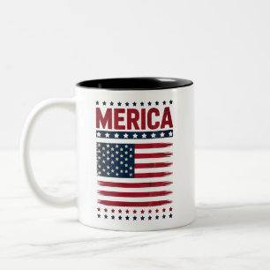 Taza Bicolor Bandera Americana 4 de Julio Merica