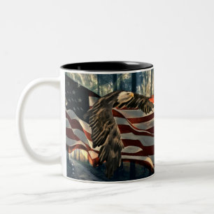 Taza Bicolor Bandera americana águila calva