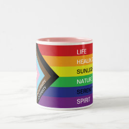 Taza Bicolor Bandera arcoiris del orgullo LGBT con texto person
