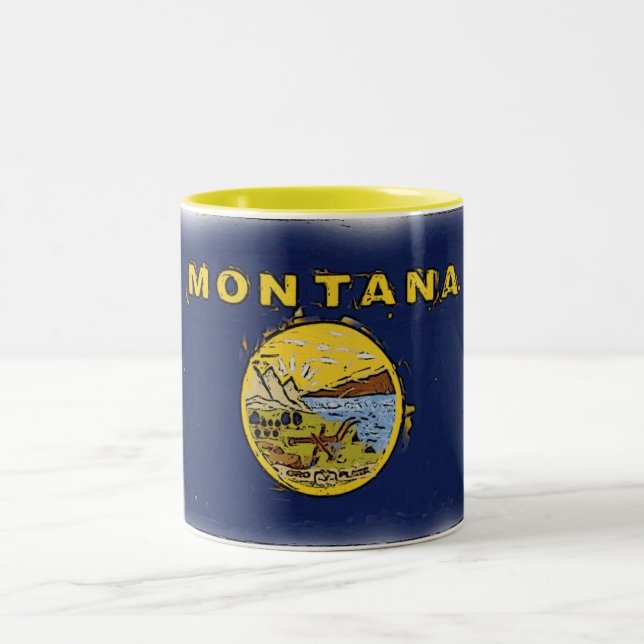 Taza Bicolor Bandera artística del estado de Montana (Centro)