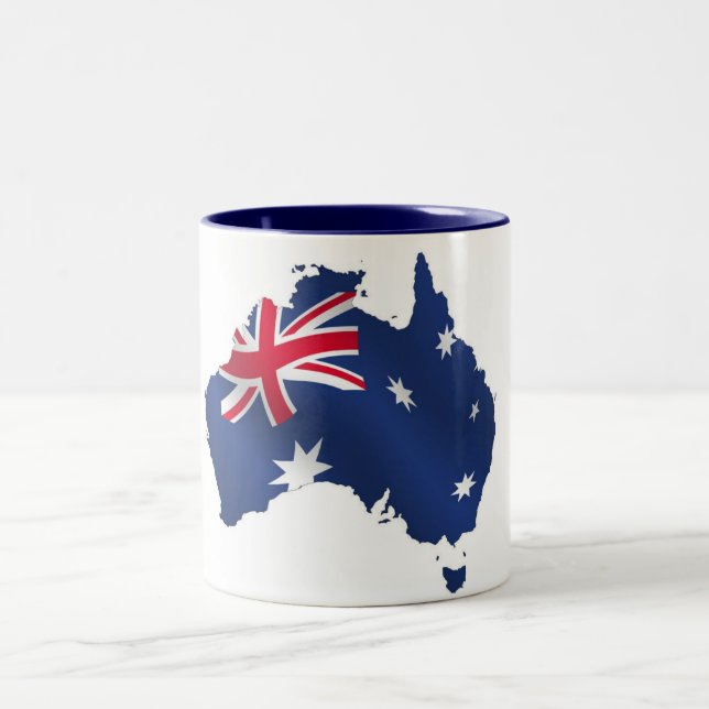 Taza Bicolor Bandera australiana del mapa (Centro)