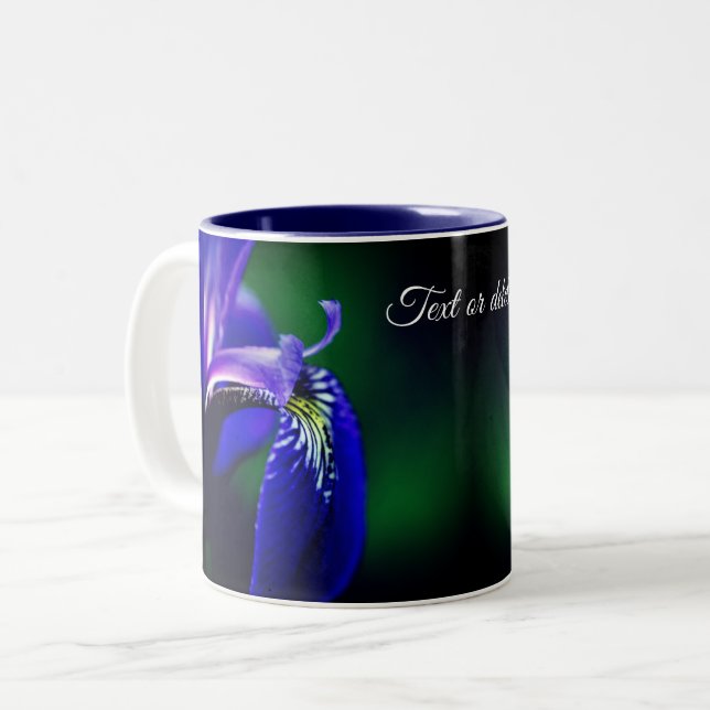 Taza Bicolor Bandera Azul Flor Iris Personalizada (Anverso izquierdo)
