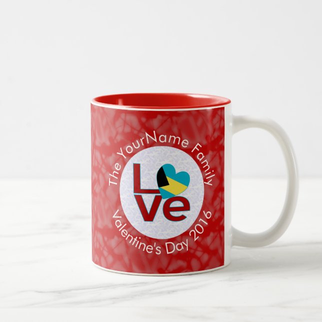 Taza Bicolor Bandera bahameña amor rojo (Derecha)