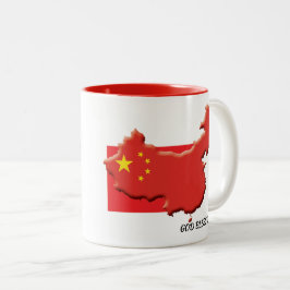 Taza Bicolor BANDERA CHINA Dios Bendiga Escritura Personalizada