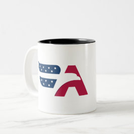 Taza Bicolor Bandera con letra A y águila americana patriótica