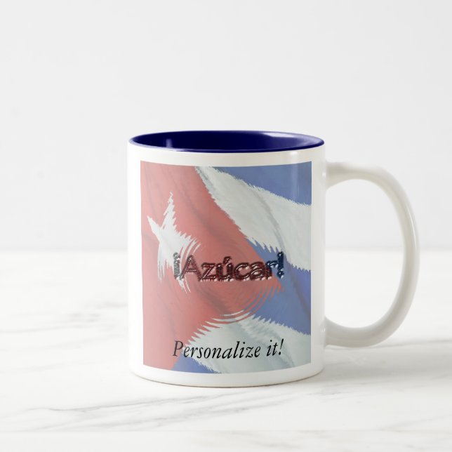 Taza Bicolor Bandera Cubana - ¡Azucar! ¡Personalízalo! (Derecha)