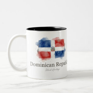 Taza Bicolor Bandera de acuarela dominicana Patrimonio caribe
