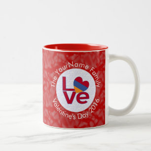 Taza Bicolor Bandera de amor con letras rojas armenias personal