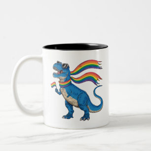 Taza Bicolor Bandera de arcoíris Dino Trex Orgullo gay Aliado L