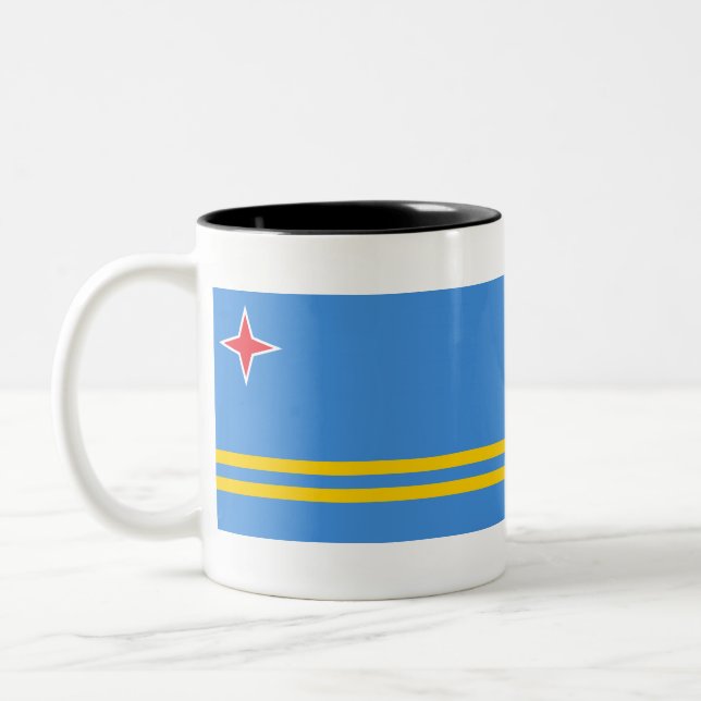 Taza Bicolor Bandera de Aruba (Izquierda)