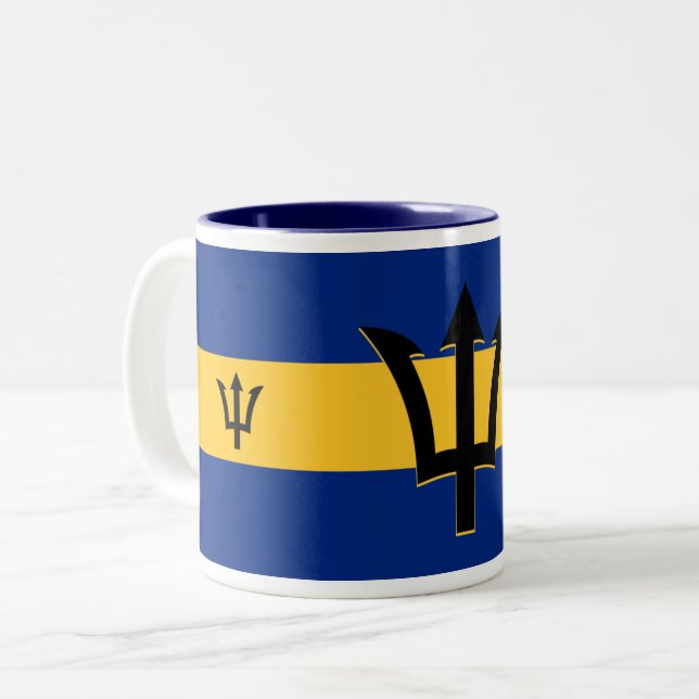 Taza Bicolor Bandera de Barbados (Anverso izquierdo)