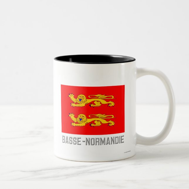 Taza Bicolor Bandera de Basse-Normandie con nombre (Derecha)