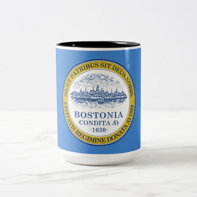 Taza Bicolor Bandera de Boston (Massachusetts) (Centro)