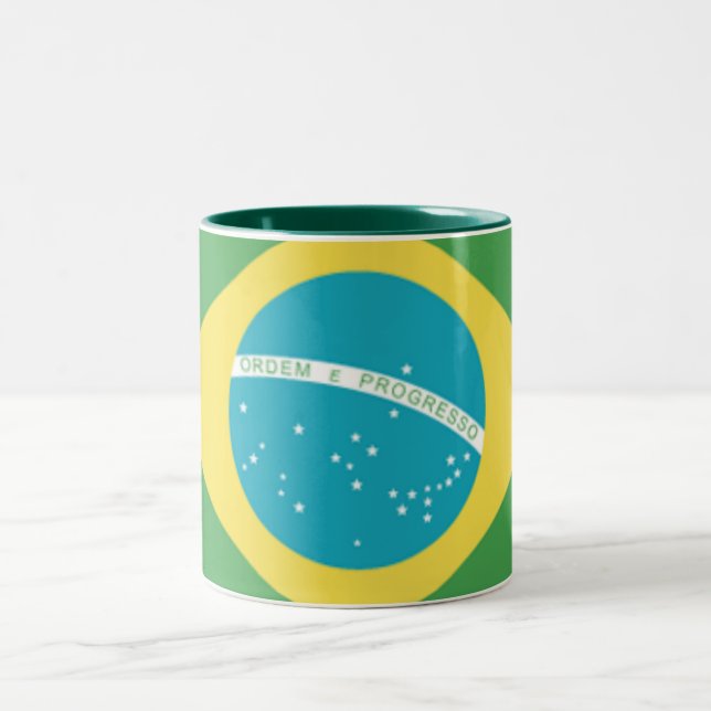 Taza Bicolor Bandera de Brasil Mug (Centro)
