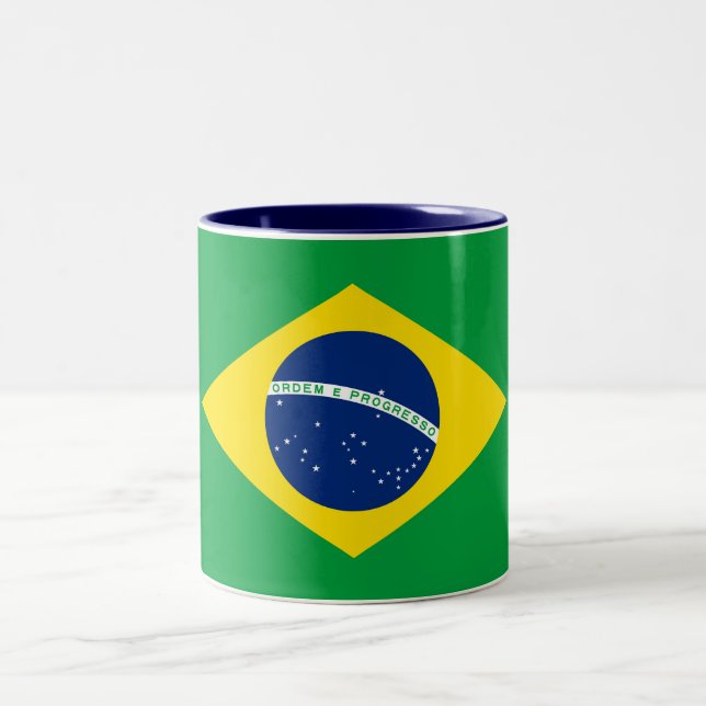 Taza Bicolor Bandera de Brasil Patriótica (Centro)