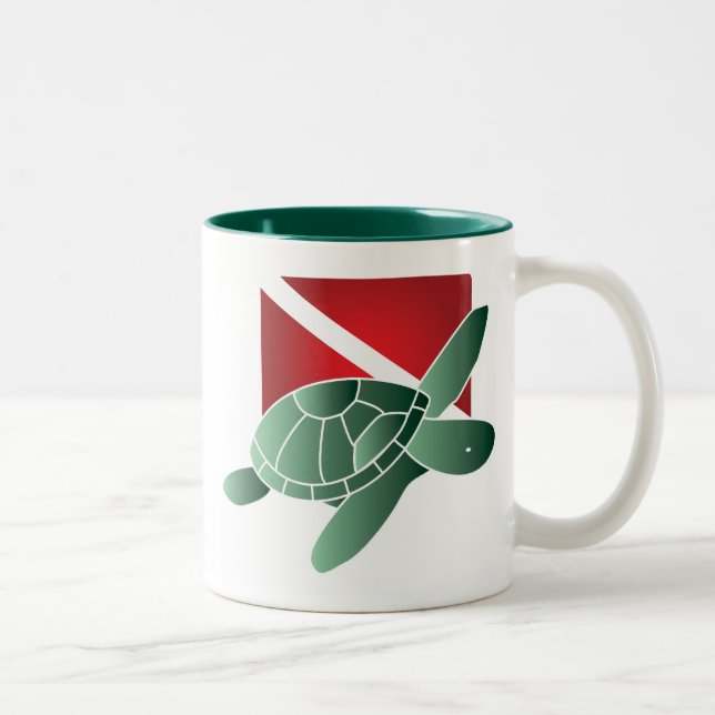 Taza Bicolor Bandera de buceo de tortuga (Derecha)