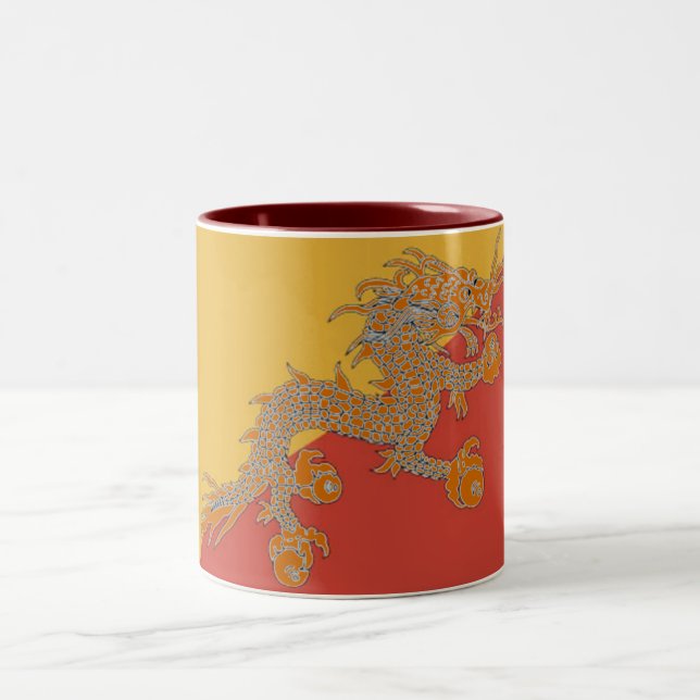Taza Bicolor Bandera de Bután Mug (Centro)