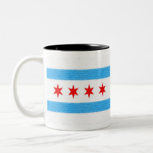 Taza Bicolor Bandera de Chicago (Izquierda)