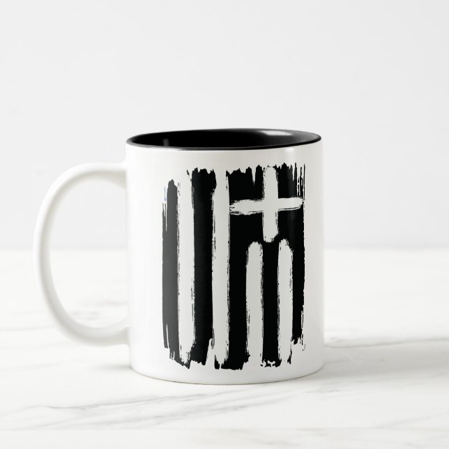 Taza Bicolor Bandera de cosecha negra griega griega angustiada  (Izquierda)
