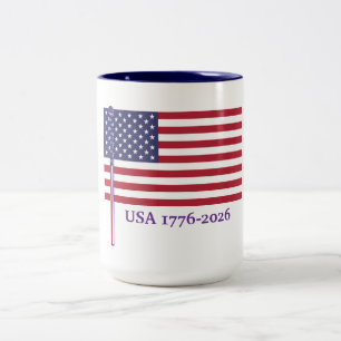 Taza Bicolor Bandera de EE. UU. 1776-2026 Aniversario