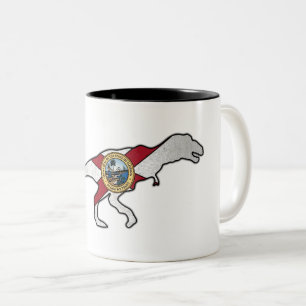 Taza Bicolor Bandera de Florida trex dinosaur mug