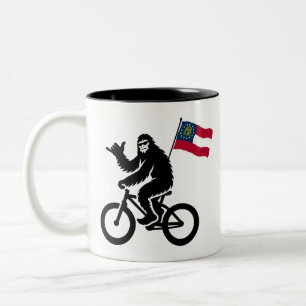 Taza Bicolor Bandera de Georgia en bicicleta de pie