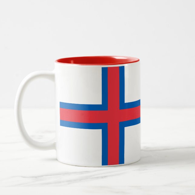 Taza Bicolor Bandera de Islas Feroe (Izquierda)
