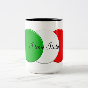 Taza Bicolor Bandera de Italia. Amo Italia