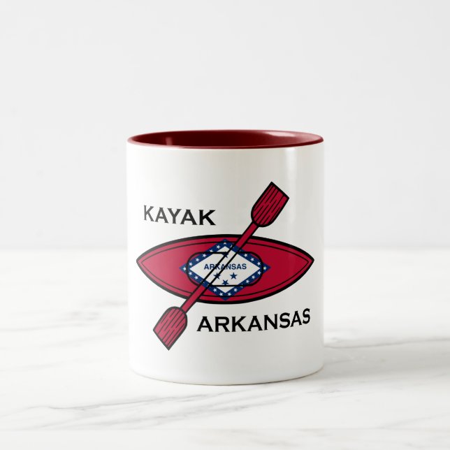 Taza Bicolor Bandera de Kayak Arkansas (Centro)