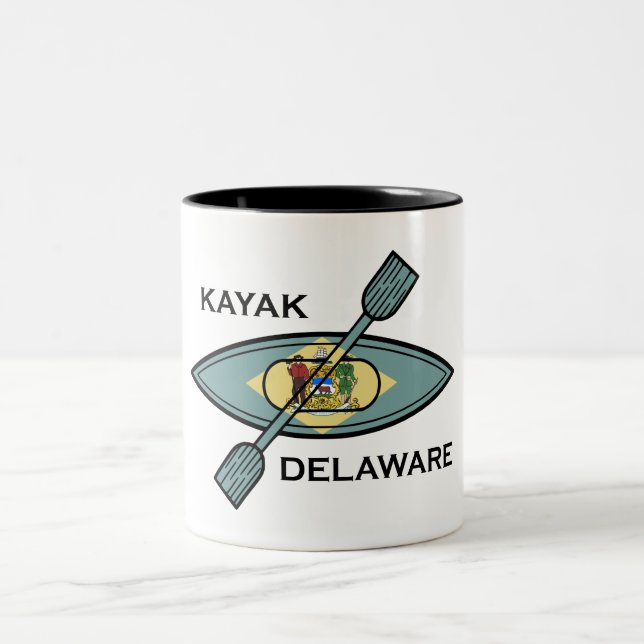 Taza Bicolor Bandera de Kayak Delaware (Centro)