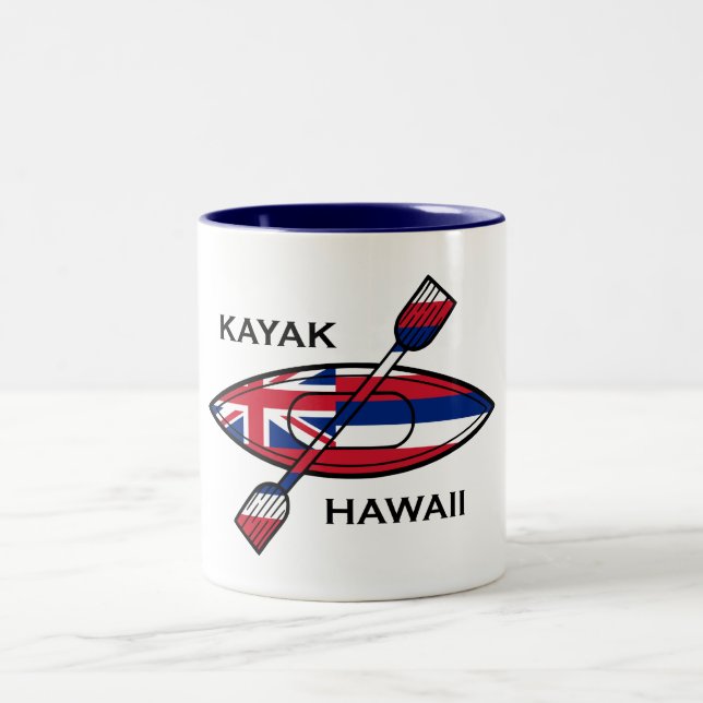 Taza Bicolor Bandera de Kayak Hawaii (Centro)