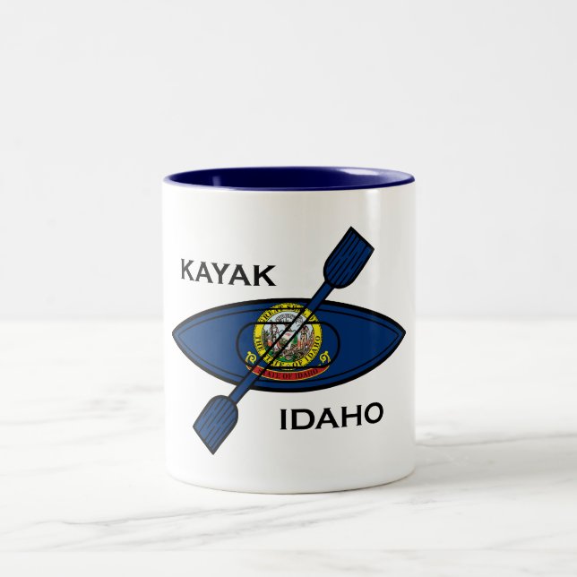 Taza Bicolor Bandera de Kayak Idaho (Centro)