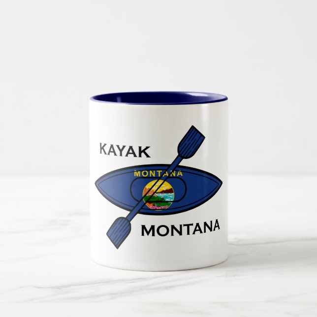 Taza Bicolor Bandera de Kayak Montana (Centro)