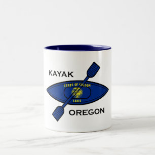 Taza Bicolor Bandera de Kayak Oregon