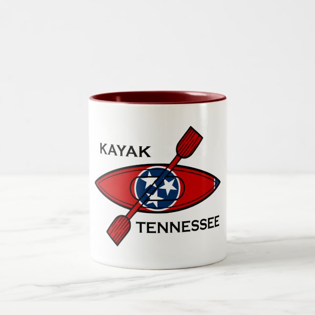 Taza Bicolor Bandera de Kayak Tennessee (Centro)