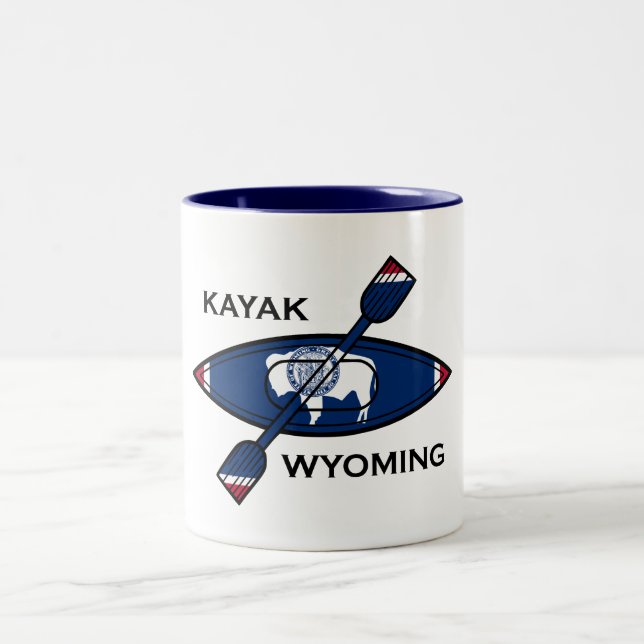 Taza Bicolor Bandera de Kayak Wyoming (Centro)