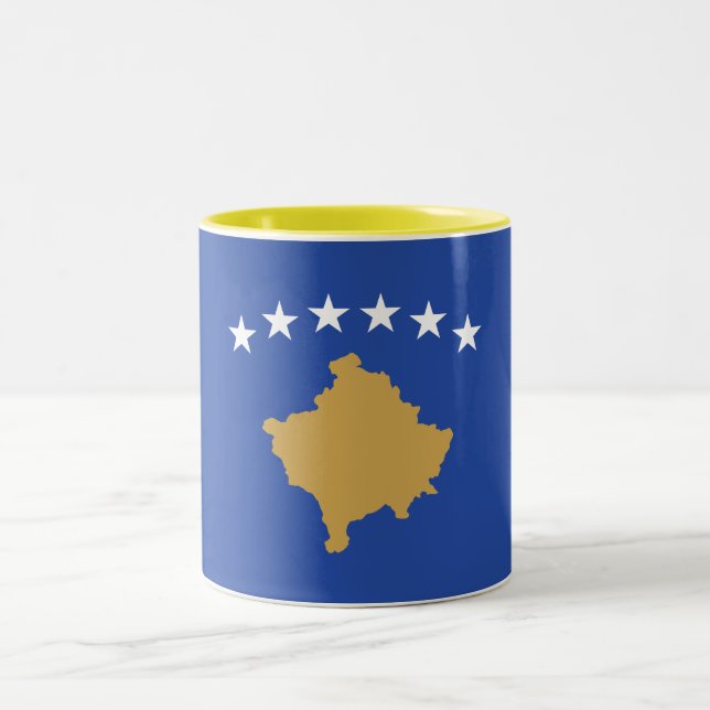 Taza Bicolor Bandera de Kosovo (Centro)