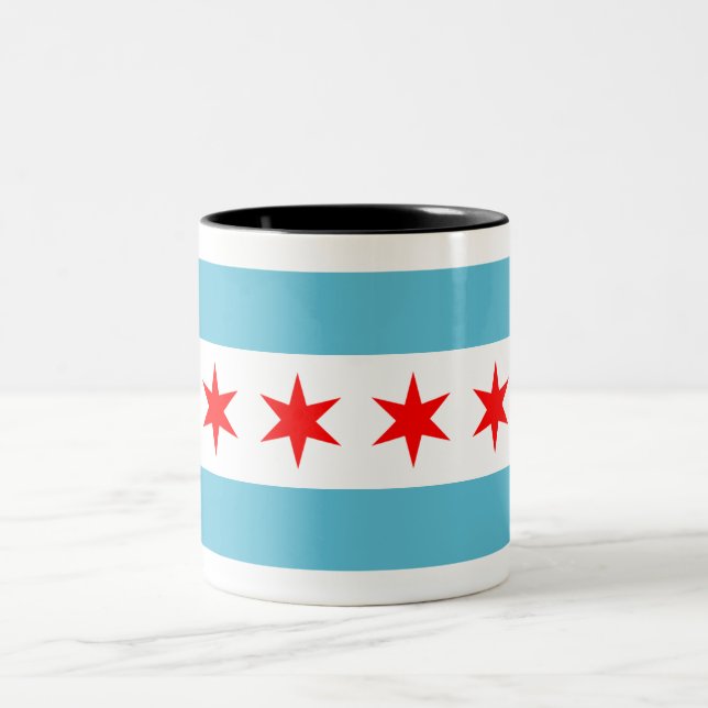 Taza Bicolor Bandera de la ciudad de Chicago (Centro)