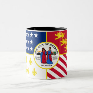 Taza Bicolor Bandera de la ciudad de Detroit
