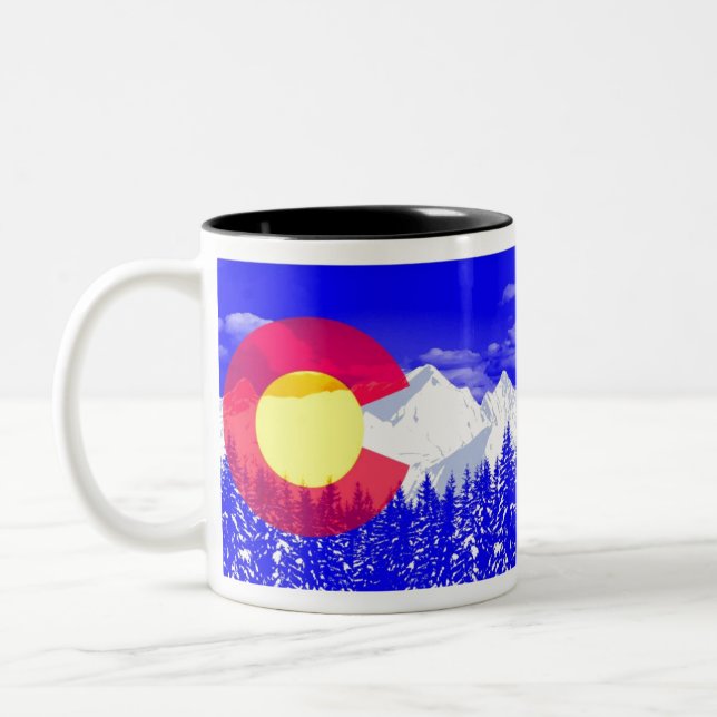 Taza Bicolor Bandera de la montaña de Colorado (Izquierda)