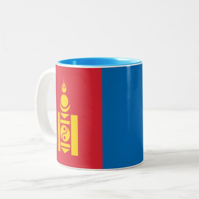 Taza Bicolor Bandera de Mongolia (Anverso izquierdo)