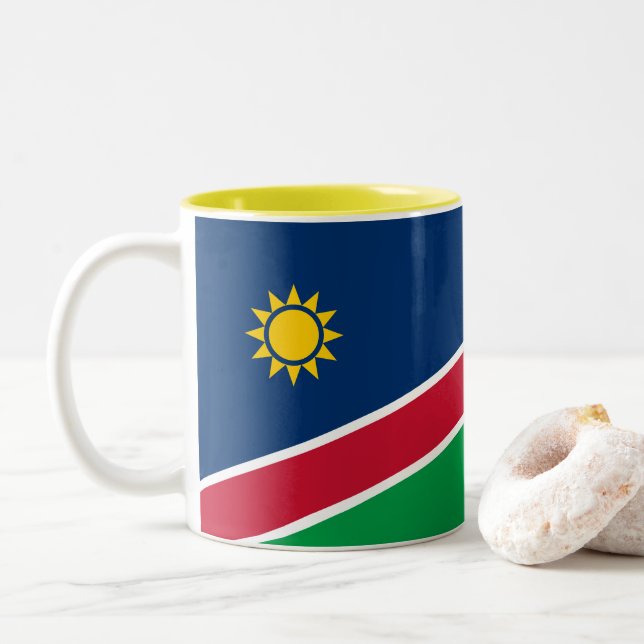 Taza Bicolor Bandera de Namibia (Con donut)