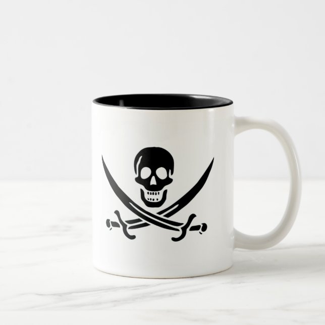 Taza Bicolor Bandera de pirata auténtica de Jack Rackam (Derecha)
