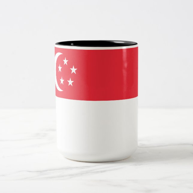 Taza Bicolor Bandera de Singapur (Centro)