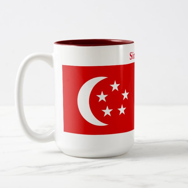Taza Bicolor Bandera de Singapur (Izquierda)
