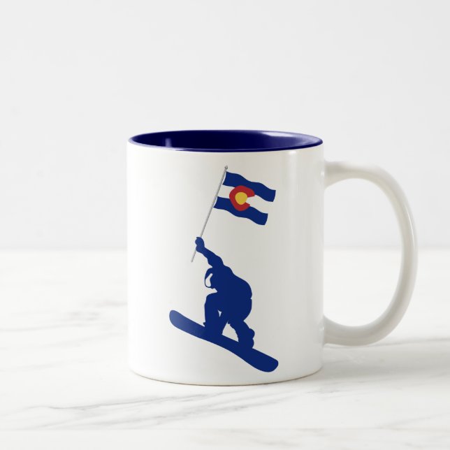 Taza Bicolor Bandera de Snowboard de Colorado (Derecha)